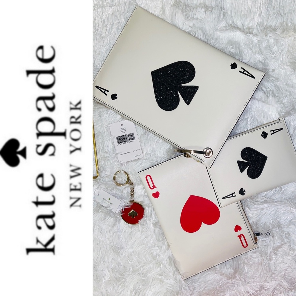 New! Kate Spade Lucky Draw Keychain Triple Purse